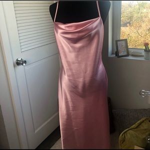 Pink Silk Slip Dress w/ Side Slit